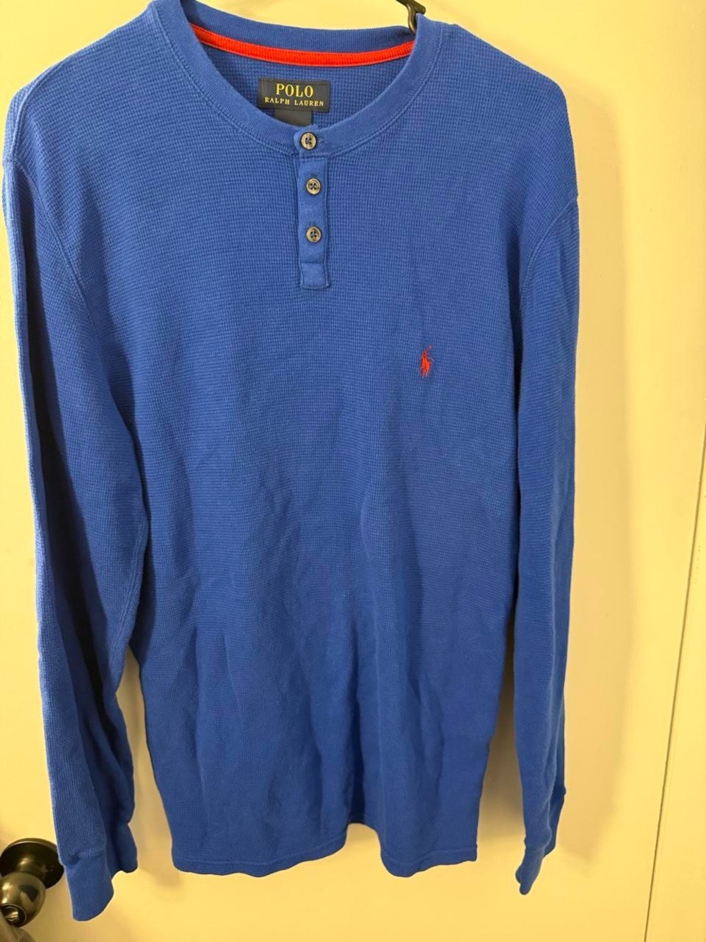 Polo by Ralph Lauren Royal Blue Long-Sleeve Henley with Red Pony
